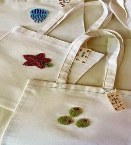 <b>Handbag</b> Reusable Grocery Shopper Women Daily Gift Bags Premium Cotton Canvas Tote Bag Tufted Embroidery Shoulder Shopping - Product Image 4