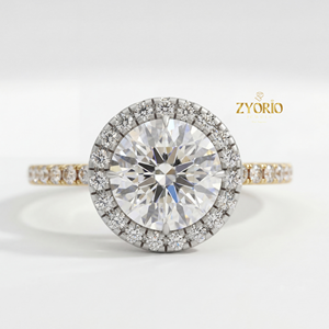 <b>Silver</b> Plated Brilliant Cut Lab Grown Diamond Halo Engagement <b>Ring</b> Pave <b>Set</b> Band Bridal Wedding Party <b>Ring</b> VVS2 Clarity Luxury - Product Image 6