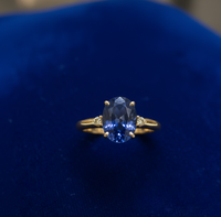 Bague en argent sterling 925 plaqué or 18 carats avec pierre précieuse bleue hydro, bague cocktail de créateur, bijoux pour femmes, taille US 6