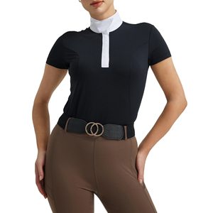 Chemises d'équitation de performance pour femmes, qualité supérieure, noir et blanc contrastés, vêtements d'équitation pour cavaliers. - Product Image 1