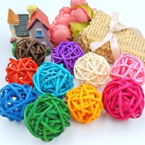 Accessoires en rotin multicolores pour artisanat, boules de Noël tissées à la main, décoration pour arbre et table - Product Image 4