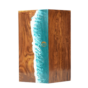 Wholesale Artistic Ocean Wave Resin & Natural Wood Cremation Urn Handcrafted Memorial Urn for Human Ashes by AYAANS - Product Image 4