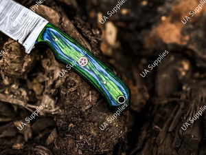 Cuchillo de Caza de Acero de Damasco Personalizado al por Mayor, Hoja Fija de 8 Pulgadas con Punta Caída, Mango de Madera, Afilado Extremo, 58 HRC, Funda de Cuero, OEM/ODM - Product Image 4