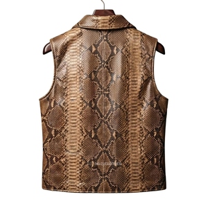Custom Genuine Python Snake <b>Leather</b> <b>Vest</b> <b>Men's</b> Luxury Exotic <b>Leather</b> Zip Up Hunting Safari Fashion Waistcoat OEM - Product Image 2