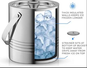 Wall Stainless Steel Party Wine Vintage Champagne Ice <b>Buckets</b> <b>with</b> <b>Lid</b> and Handle Wall Stainless Steel Party Wine Vintage Champa - Product Image 4