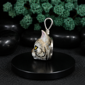 Colgante de Cabeza de Gato de Plata 925 de Lujo con Diamantes, Collar con Forma de Animal, Joyería Unisex para Uso Diario - Product Image 6