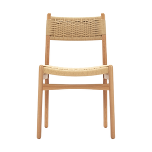 Home Dining Chair Nordic Garden Chair for Garden Dining Room Furniture with Seat and Back in Woven Rope and Solid Wood Materials - Product Image 3