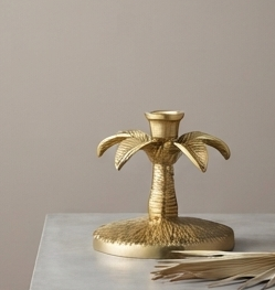 Support de bougie chauffe-plat en aluminium doré motif palmier, fait main, sans plomb, durable, décoration d'intérieur, éclairage de table - Product Image 5