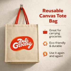 Bolsa de Mano Promocional de Lona Laminada Personalizada de 10 oz |   Bolsa de Compras Reutilizable con Asa Larga para Uso Diario - Product Image 5