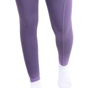 <b>Women's</b> Purple Color Block High Waist <b>Capri</b> <b>Leggings</b> Stretch Fitted Pants for Yoga Running Fitness Training Gym and Casual - Product Image 3
