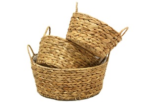 Panier de rangement multifonctionnel à main, fabriqué en jonc de mer et en jacinthe d'eau, design classique, écologique, avec poignées. - Product Image 4