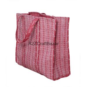 Bolsa de Mano Grande Acolchada de Algodón Hecha a Mano, Ecológica, Personalizable para Mujer, con Cierre, de Lona, con Estampado de Cielo, para Viajes de Verano, Compras - Product Image 1