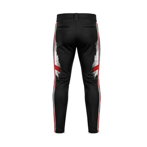 Men's <b>Black</b> Sublimated Baseball <b>Pants</b> With Red White Stripes Button Fly And Pockets Quick Dry Slim Fit All Seasons Baseball <b>Pant</b> - Product Image 3