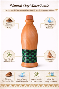 Botella de Agua de Arcilla Natural con Acabado Artesanal, Botella Ecológica de Cerámica para Beber Diariamente - Product Image 6