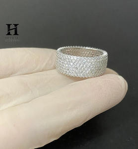 Anillo de Eternidad con Diamantes Cultivados en Laboratorio de 5 Filas, Oro Blanco de 14K, Micro Pavé, Anillo de Boda, Certificado VVS EF, Diamantes Cultivados en Laboratorio - Product Image 3