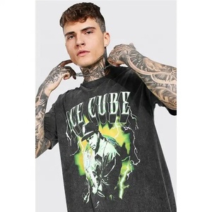 Vente en gros de t-shirt vintage DTG imprimé pour hommes, épaules tombantes, col rond, coupe carrée, t-shirts bancaires, vêtements pour hommes personnalisés lavés à l'acide - Product Image 6
