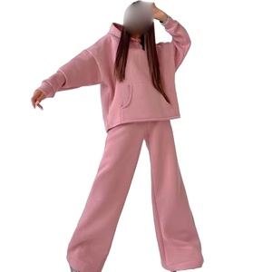 2025มีฮู้ดแบบสวมหัวโอเวอร์ไซส์ผ้าฝ้ายขนแกะชุดกางเกงขากว้างสองชิ้นแบบกำหนดเองได้ - Product Image 2