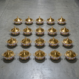 Chauffe-plat de luxe en acier inoxydable, motif tulipe, avec bouton lune, pour buffet, cadeau Ramadan, vaisselle - Product Image 6