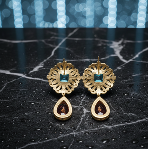 Colorful Multi Stone Multi Size Earring 925 <b>Sterling</b> <b>Silver</b> 18K Gold Plated with CZ 5 Inch Earrings Earrings Everyday Wear - Product Image 3