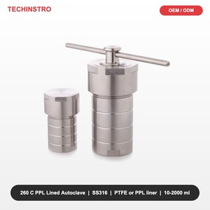 Autoclave de Síntesis Hidrotermal con Revestimiento PPL, Temperatura Segura de 260°C, Cuerpo de Acero Inoxidable SS316, Revestimiento de PTFE de 25ml a 500ml, Opción de 10ml a 2000ml - Product Image 1