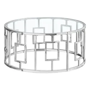 Mesa de Centro de Aluminio de Alta Calidad con Tapa de Vidrio, Forma Cuadrada, Mueble Decorativo para el Hogar, Atractivo y Elegante - Product Image 2