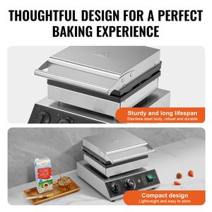 Commercial 1750W Non-Stick Belgian <b>Waffle</b> <b>Maker</b> 4PCS Stainless Steel <b>Waffle</b> Baker Machine with Temperature Control - Product Image 5