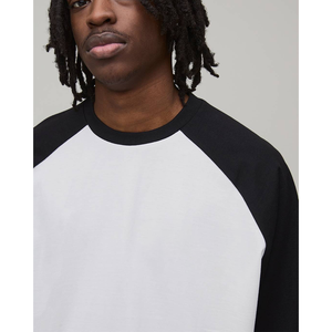 High Quality 240GSM O-Neck T-Shirt 100% Cotton Regular Fit Streetwear <b>Baseball</b> Uniform Top Raglan Sleeve Custom Men <b>Tees</b> - Product Image 2
