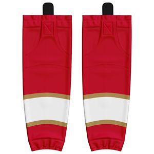 Prix de gros, design personnalisé, vêtements de hockey sublimés, chaussettes de hockey à manchette élastique extensible, tissu 100% polyester, séchage rapide, rayées - Product Image 1