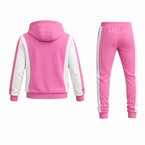 Conjunto de chándal rosa y blanco para hombre, sudadera con capucha y pantalones deportivos, ropa deportiva para gimnasio, conjunto informal para fitness, ropa de calle, traje de fitness - Product Image 3
