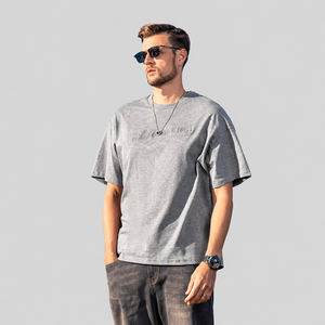 T-shirt en coton surdimensionné personnalisé pour homme, manches courtes, col rond, imprimé lettres sur le devant, style streetwear décontracté, jersey tricoté respirant - Product Image 6