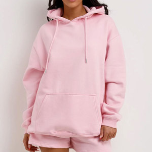 Hoodie Sets Women's Spring Drop Shoulder Oversized Hoodie & Low Inseam Cross Pockets Cotton Fleece Long <b>String</b> Tracksuits OEM - Product Image 3