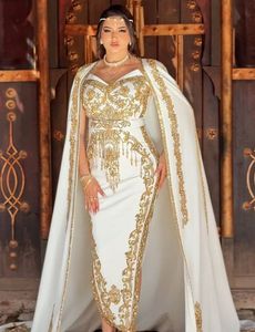 Vestido de Novia Tradicional Blanco, Estilo Badroune/Caftán, con Bordado Dorado, Tela Crepé Banana, Absorbente de Humedad y de Secado Rápido para Mujer 2026 - Product Image 2