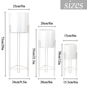 ชุดกระถางดอกไม้โลหะสีขาวสามใบ กระถางดอกไม้โลหะขนาดใหญ่ทรงยาว สำหรับปลูกต้นไม้ตกแต่งภายในบ้าน - Product Image 4