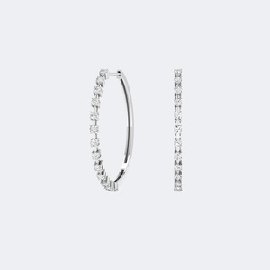 Boucles d'oreilles créoles larges serties de diamants ronds 1,70 carat au total - Product Image 2