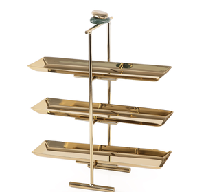 Support à gâteau ovale en métal doré, durable et très vendu, à prix raisonnable, pour la présentation de pâtisseries sur table. - Product Image 2