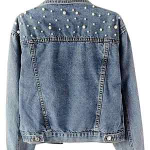 Custom Eco-Friendly Breathable Long Sleeve Acid Washed <b>Denim</b> Jacket for Women Casual Button-Decorated Jean <b>Coat</b> Pockets Autumn - Product Image 2