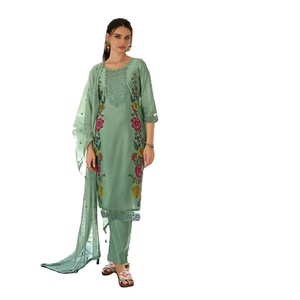 Reyon señoras largo Kurti intrincado corte trabajo bordado hecho a mano Chanderi seda estampado mangas pesado algodón forro indio - Product Image 2