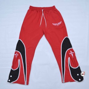 Pantalones de chándal de algodón negros para hombre, con cintura elástica y cordón, informales, de peso medio, para otoño, lisos, teñidos, de punto, precio mayorista - Product Image 1