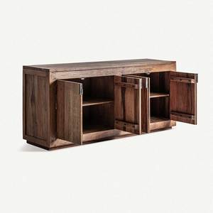 Modern Luxury Nordic Solid Wood <b>Sideboard</b> with Fluted Tambour Doors Brass Legs Durable Farmhouse Dining <b>Storage</b> Cabinet 5 Ft+ - Product Image 3