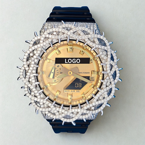 Montre de luxe à lunette argentée pour homme ou femme, montre G-Shock avec diamants Moissanite VVS de qualité supérieure, au meilleur prix d'usine - Product Image 1