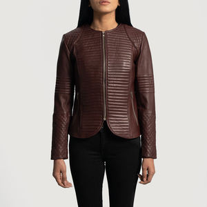 <b>Women</b> Winter High Quality Genuine Leather Stand <b>Jacket</b> Soft Supple Classic Minimalist Tailored Fit Quick Dry Breathable Everyday - Product Image 3