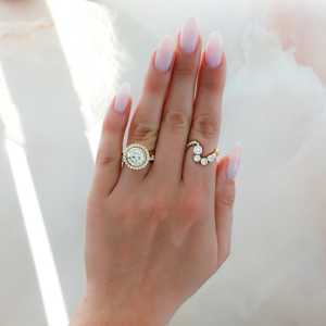 Bagues de fiançailles en diamant de laboratoire rond de 3 carats en or massif 14K 18K avec halo serti, bagues de mariage solitaires uniques en gros - Product Image 6