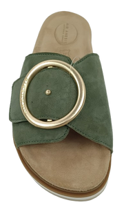Sandalias de Plataforma Verdes de Gamuza, Punta Abierta, Acolchadas, Planas, de Verano, con Suela de EVA y Goma - Product Image 3