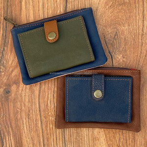 Mini monedero de cuero reciclado hecho a mano, tarjetero, billetera de bolsillo frontal delgada para tarjetero de mujer - Product Image 2