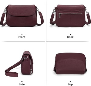Sac bandoulière unisexe en cuir véritable, couleur unie, sangle réglable, fermeture à boucle, décontracté, usage quotidien, durable, léger - Product Image 6