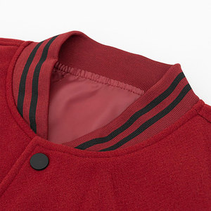 Veste universitaire style streetwear, col montant, tissu en laine d'hiver, devant en toile, patchwork brodé, manches en cuir - Product Image 6