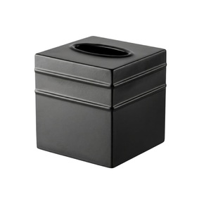Boîte à mouchoirs en métal noir martelé pour accessoires de salle de bain, décoration esthétique, cube à serviettes faciales pour décoration moderne de la maison - Product Image 1