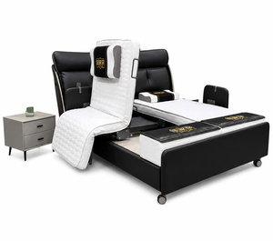 ECU SMART DUO PRO King Size Ergonomic Faux Leather <b>Bed</b> Modern Style Adjustable <b>Soft</b> LED Metal <b>Frame</b> Storage Bedroom - Product Image 5