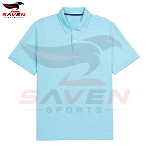 Men's Light <b>Blue</b> Short Sleeve Cotton Pique With Custom Logo Printed Comfortable Reusable <b>Polo</b> <b>Shirt</b> For Casual Wear - Product Image 4