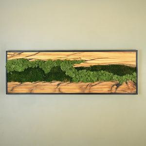 Panel de madera artesanal horizontal hecho a mano con musgo orgánico, diseño de cañón, decoración con temática forestal, acento interior orgánico - Product Image 3